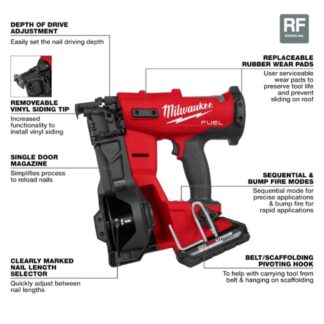 Milwaukee 2909-21 M18 FUEL Coil Roofing Nailer Kit