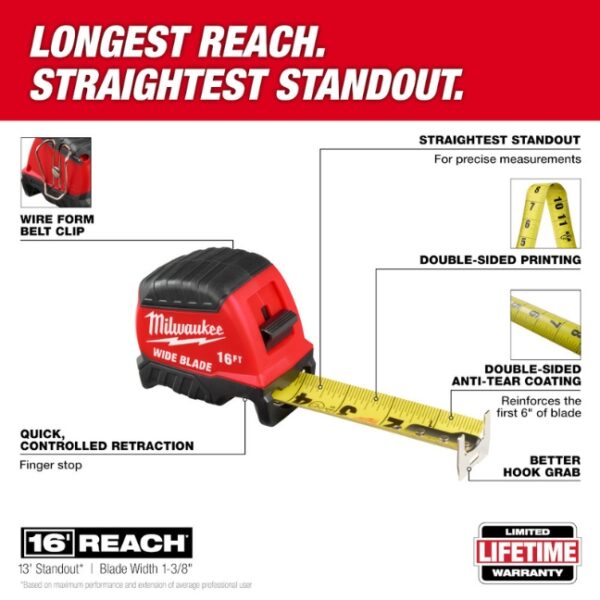 Milwaukee 48-22-1216 16ft Wide Blade Tape Measure