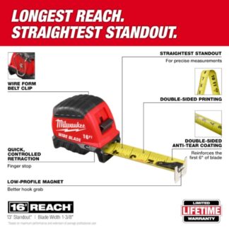 Milwaukee 48-22-1216M 16ft Magnetic Wide Blade Tape Measure