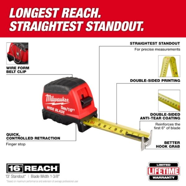 Milwaukee 48-22-1217 16ft/5m Wide Blade Tape Measure