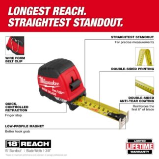 Milwaukee 48-22-1226M 26ft/8m Magnetic Wide Blade Tape Measure