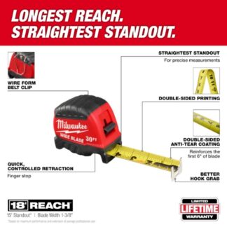 Milwaukee 48-22-1230 30ft Wide Blade Tape Measure