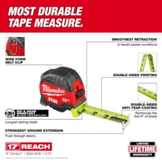 Milwaukee 48-22-1425 25ft STUD Tape Measure (2)