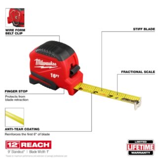 Milwaukee 48-22-1716 16ft Compact Tape Measure