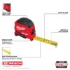 Milwaukee 48-22-1726 26ft8m Compact Tape Measure (1) Milwaukee 48-22-1726 26ft/8m Compact Tape Measure