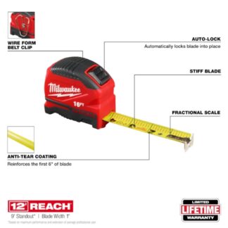 Milwaukee 48-22-1816 16ft AUTO-LOCK Tape Measure (1)