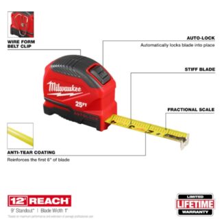 Milwaukee 48-22-1825 25ft AUTO-LOCK Tape Measure