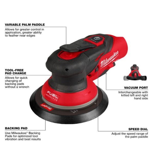 Milwaukee 2585-22CX M12 FUEL 6" (3/16") Random Orbital Sander Kit