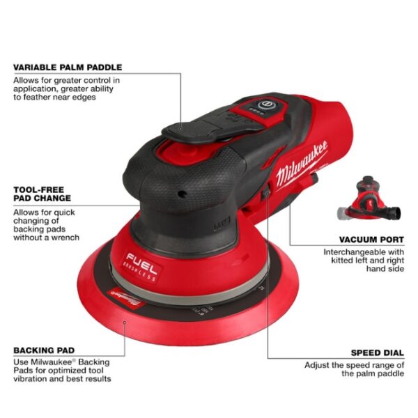 Milwaukee 2585-20 M12 FUEL 6" (3/16") Random Orbital Sander - Tool Only