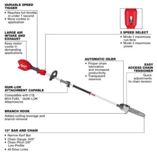 Milwaukee 3016-20PS M18 FUEL Pole Saw with QUIK-LOK - Tool Only