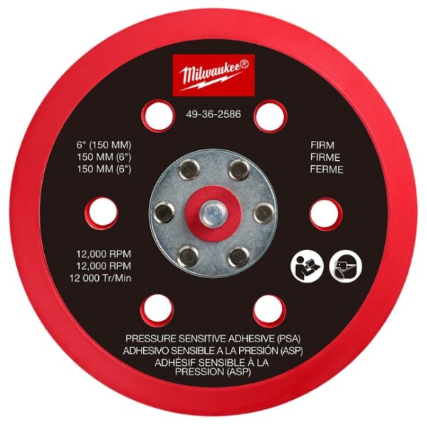 Milwaukee 49-36-2586 6" Pressure Sensitive Adhesive Sander Backing Pad – Firm
