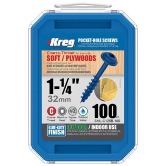 Kreg SML-C125B-100 1-1/4" Square-Drive Coarse Blue-Kote Pocket-Hole Screws 100-Pack