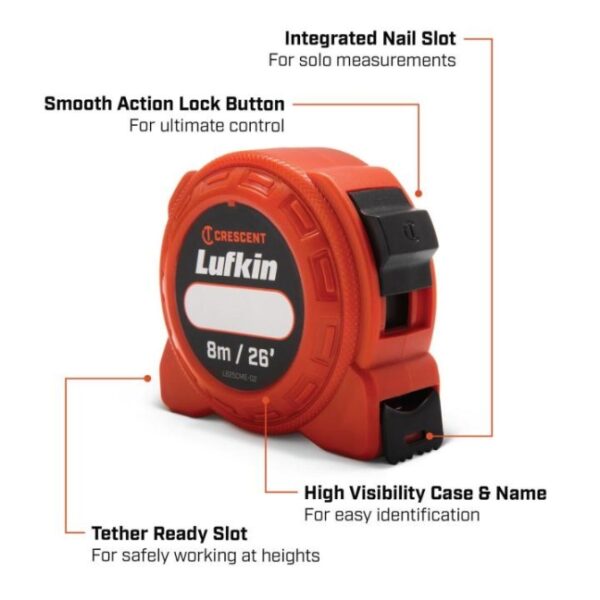 L625CME-02 (2) Lufkin L625CME-02 L600 26ft/8m Series Power Tape Measure