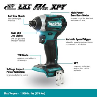 Makita DLX2412TX1 18V LXT Brushless 2-Tool Combo Kit (3)