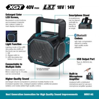 Makita MR014G 40Vmax XGT 18V LXT Bluetooth Jobsite Speaker - Tool Only (1)