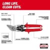 Milwaukee 48-22-4542 Left Cutting Offset Aviation Snips (1) Milwaukee 48-22-4542 Left Cutting 45º Offset Aviation Snips