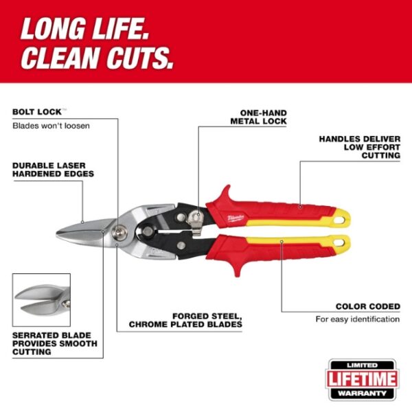 Milwaukee 48-22-4560 Straight Cutting Aviation Snips