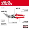 Milwaukee 48-22-4568 Long Cut 45º Offset Aviation Snips