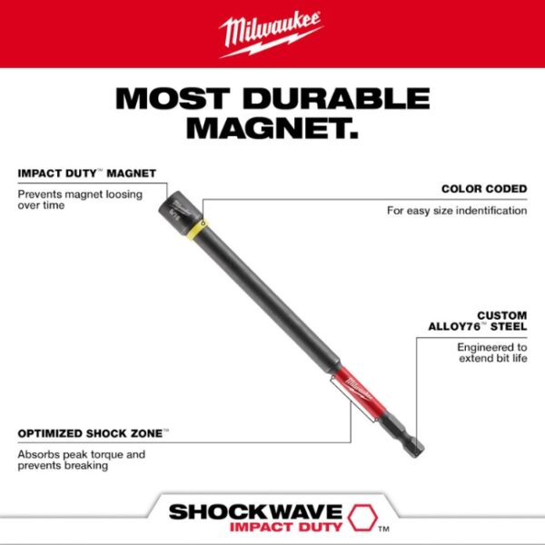 Milwaukee 49-66-4567 SHOCKWAVE Impact Duty 6" Magnetic Nut Driver Set 6-Piece