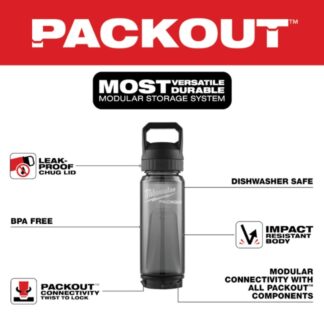 Milwaukee 48-22-8371B PACKOUT 25oz Bottle with Chug Lid - Black (1)