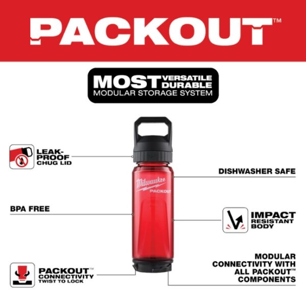 Milwaukee 48-22-8371R PACKOUT 25oz Bottle with Chug Lid - Red