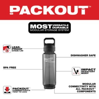 Milwaukee 48-22-8372B PACKOUT 34oz Bottle with Chug Lid - Black (3)