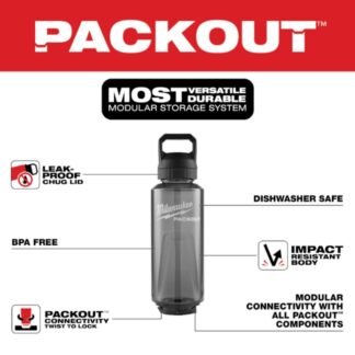 Milwaukee 48-22-8373B PACKOUT 48oz Bottle with Chug Lid - Black (2)