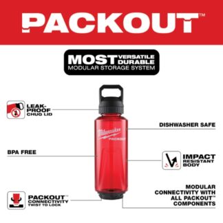 Milwaukee 48-22-8373R PACKOUT 48oz Bottle with Chug Lid - Red (2)