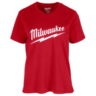 Milwaukee F453 Women's Large Logo Short Sleeve Heavy Duty T-Shirt - Red