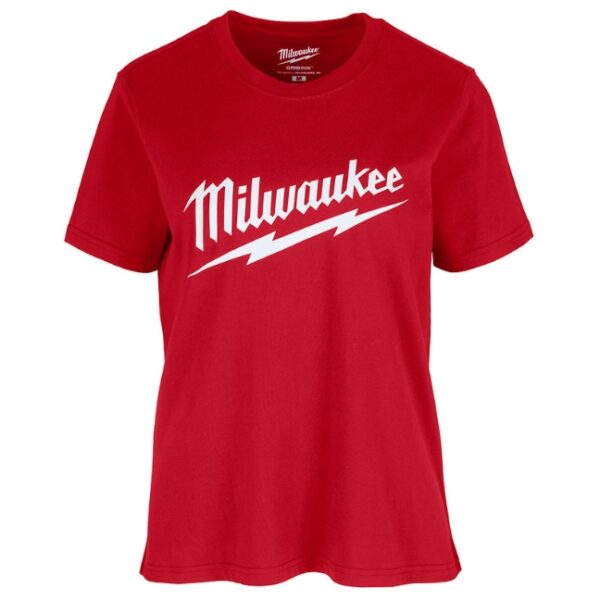 Milwaukee F453 Women's Large Logo Short Sleeve Heavy Duty T-Shirt - Red Milwaukee F453 Women's Large Logo Short Sleeve Heavy Duty T-Shirt - Red