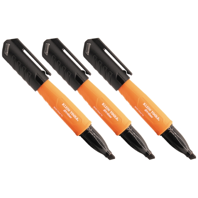 Klein 861023 SKRIBES Chisel Tip Permanent Marker 3-Pack - Black