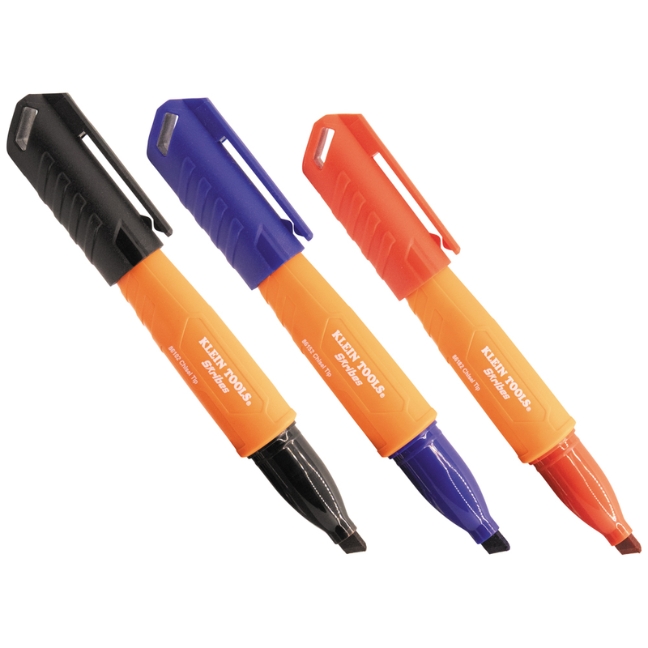 Klein 861923 SKRIBES Chisel Tip Permanent Marker 3-Pack - Multicolour