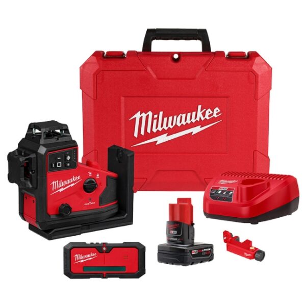 Milwaukee 3642-21 M12 Green 360° 3-Plane Laser Kit with Automatic Alignment and Receiver Milwaukee 3642-21 M12 Green 360° 3-Plane Laser Kit with Automatic Alignment and Receiver