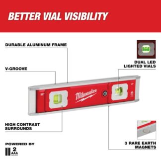 Milwaukee 48-22-5105 9 Torpedo Level with Lighted Vials (1)