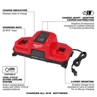 Milwaukee 48-59-1816 M18 Dual Bay Simultaneous Super Charger with 4-Point Mounting (1)