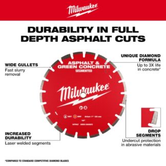 Milwaukee 49-93-7245 16" Asphalt and Green Concrete Segmented Diamond Blade