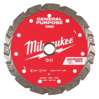 Milwaukee 49-93-9106 6" DIAMOND MAX Turbo General Purpose Diamond Blade