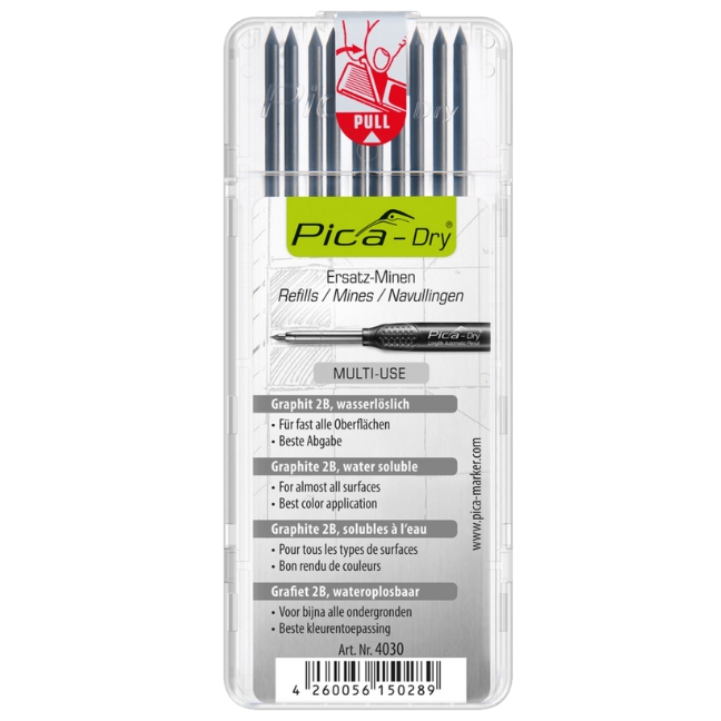 Pica 4030 Dry All-Purpose Lead Set 8-Pack - Graphite