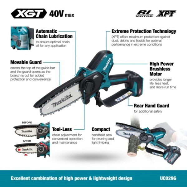 Makita UC029GZ 40Vmax XGT 6" Brushless Pruning Saw - Tool Only