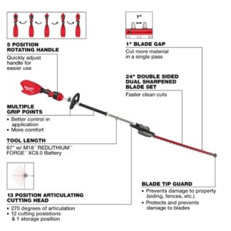 Milwaukee 3012-20 M18 FUEL Pole Articulating Hedge Trimmer (1)