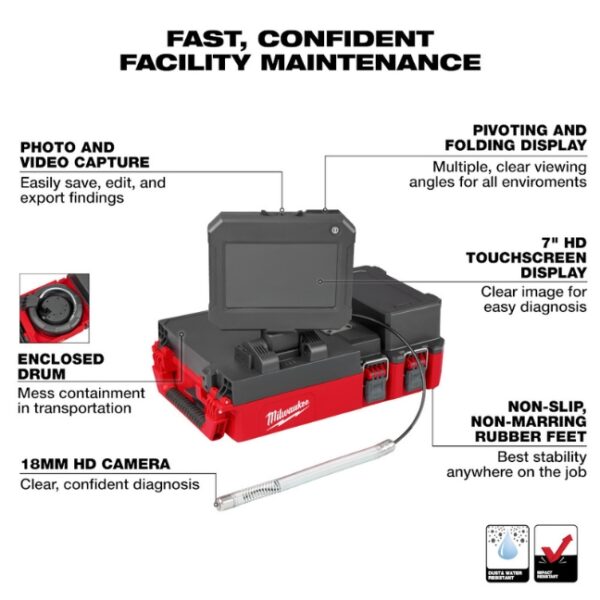 Milwaukee 3154-20 M12 75ft Drain Camera with PACKOUT - Tool Only