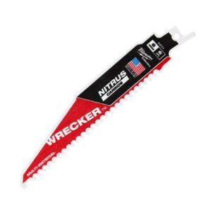 Milwaukee 48-00-5271 WRECKER 6" 6TPI NITRUS CARBIDE Tipped SAWZALL Blade for General Purpose Cuts