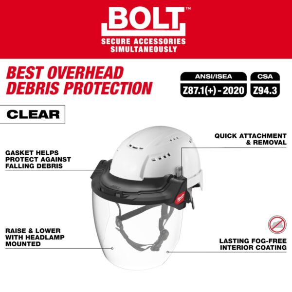 Milwaukee 48-73-1422 BOLT Gasketed Full Face Shield - Clear Dual Coat Lens