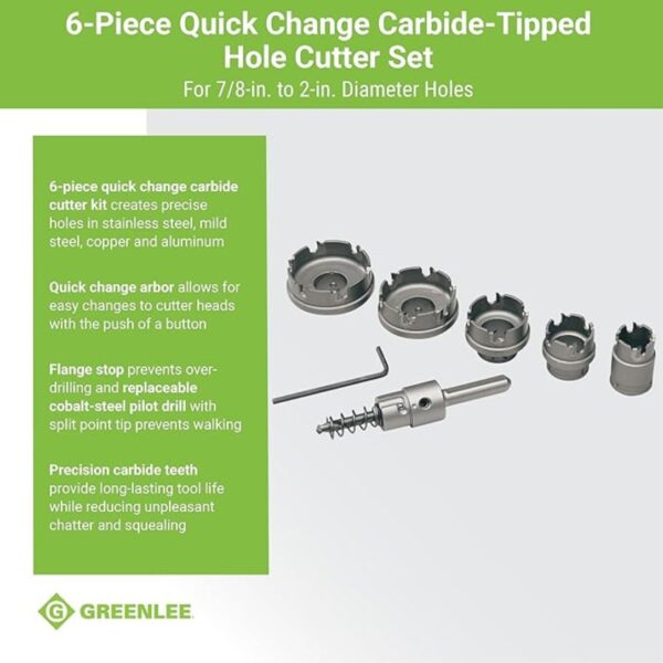 Greenlee 660 Quick-Change Carbide Cutter Set 6-Piece