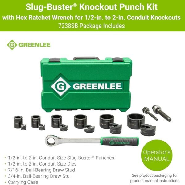 Greenlee 7238SB SLUGBUSTER 1/2" - 2" Knockout Kit with Ratchet