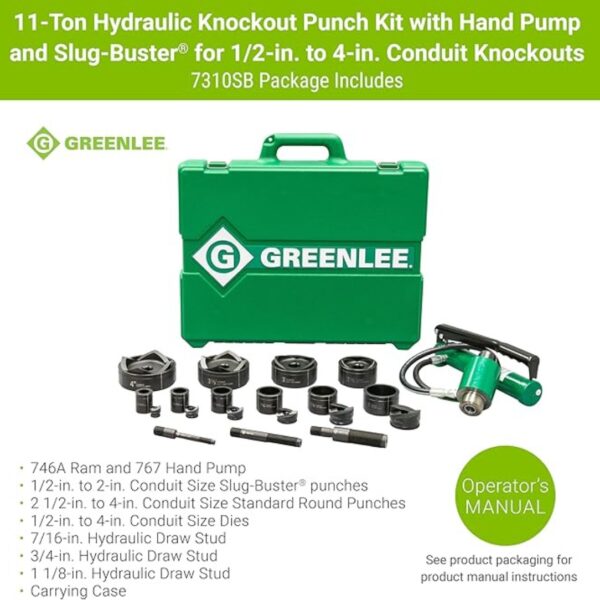 Greenlee 7310SB SLUGBUSTER 1/2" - 4" 11-Ton Hydraulic Knockout Kit