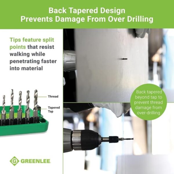 Greenlee DTAPKIT 6-32 to 1/4-20 Drill Tap Set 6-Piece
