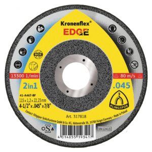 Klingspor 317818 KRONENFLEX EDGE 4-1/2" x 0.45" x 7/8" Type 1 Cut-Off Wheel for Stainless Steel 25-Pack