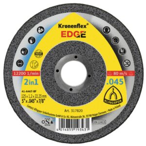 Klingspor 317820 KRONENFLEX EDGE 5" x 0.45" x 7/8" Type 1 Cut-Off Wheel for Stainless Steel 25-Pack