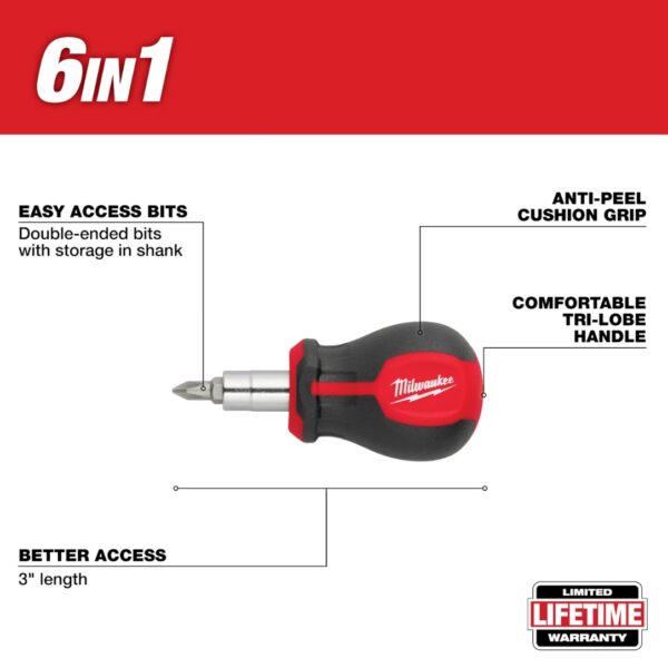 Milwaukee 48-22-2763 Multi-Bit Screwdriver Set 2-Piece (1) Milwaukee 48-22-2762 6-IN-1 Stubby Multi-Bit Screwdriver